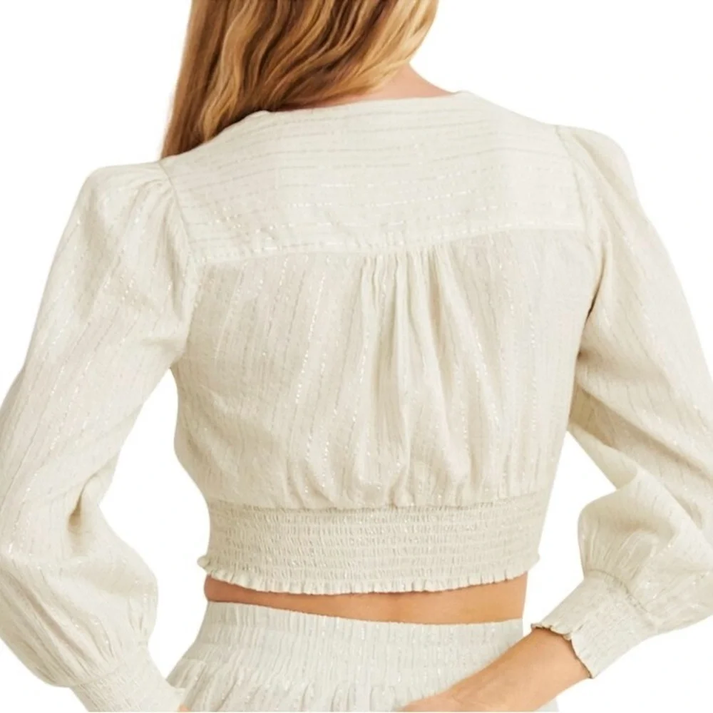 BODEN LUREX SMOCKED CROP TOP